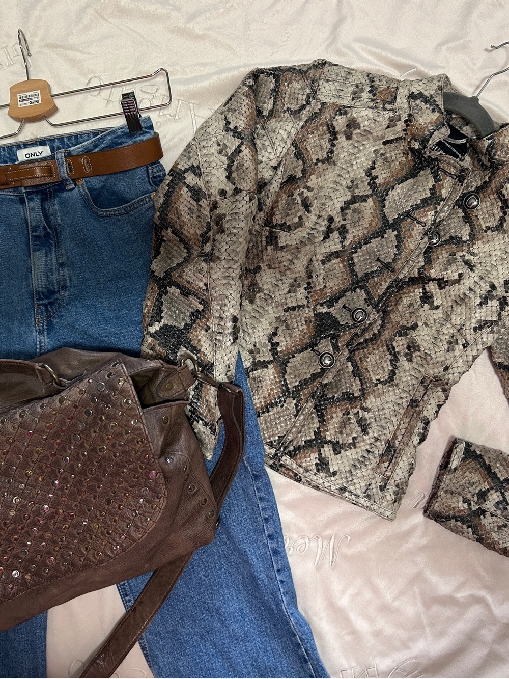 GUESS Melania Python Faux-Leather Jacket- snakeskin pattern - Picture 9 of 10
